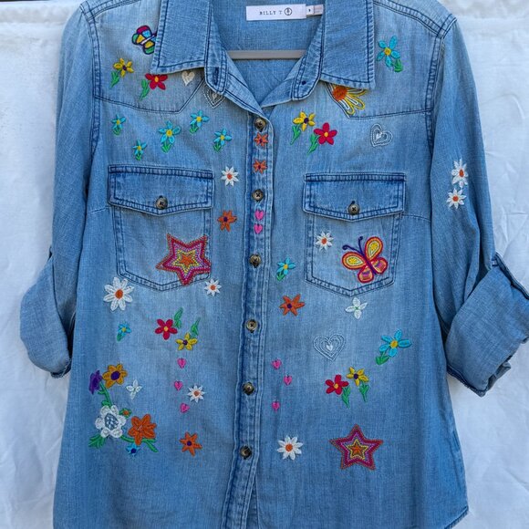 Billy T "Sketchbook" // Embroidered Button Down // Size M - Picture 6 of 6